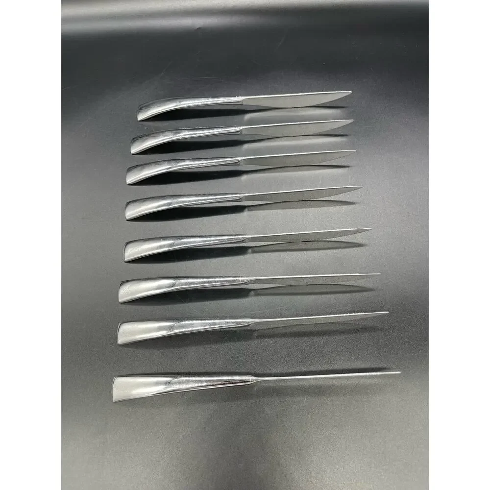 Pottery Barn Set of 8 Knives Heavy Weighted Handle with Unique Shape